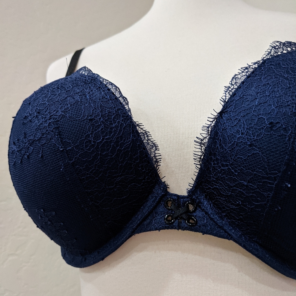 Victoria's Secret navy lace and tie bra